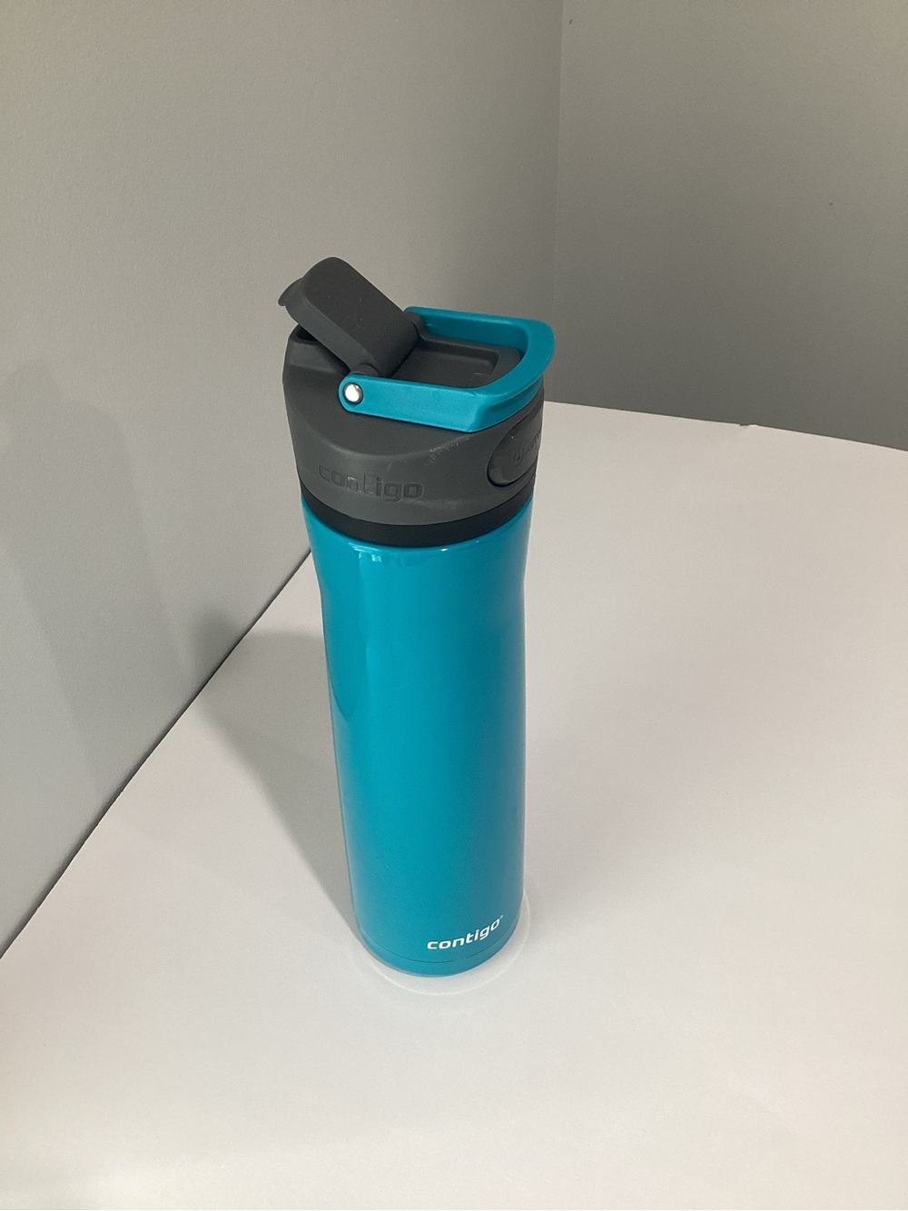 Contigo Teal Blue Travel Water Bottle with Gray Lid